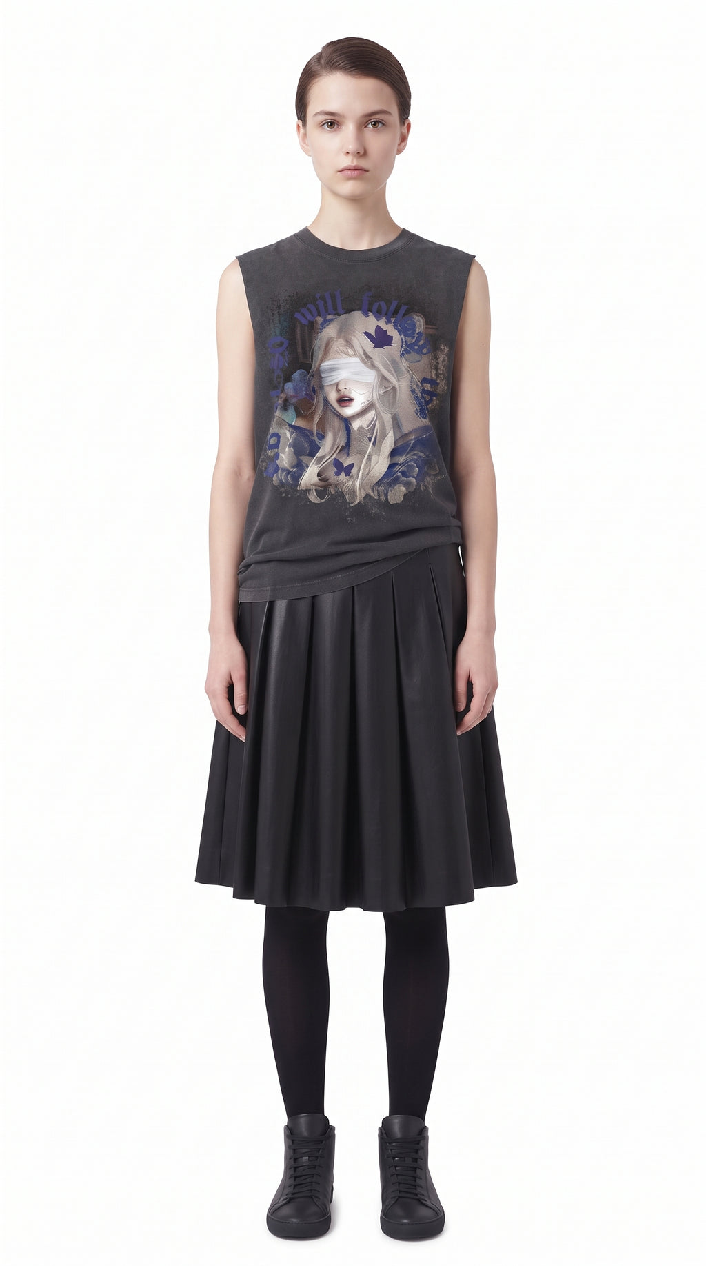 Girl print oversized sleeveless T-shirt  OR0003