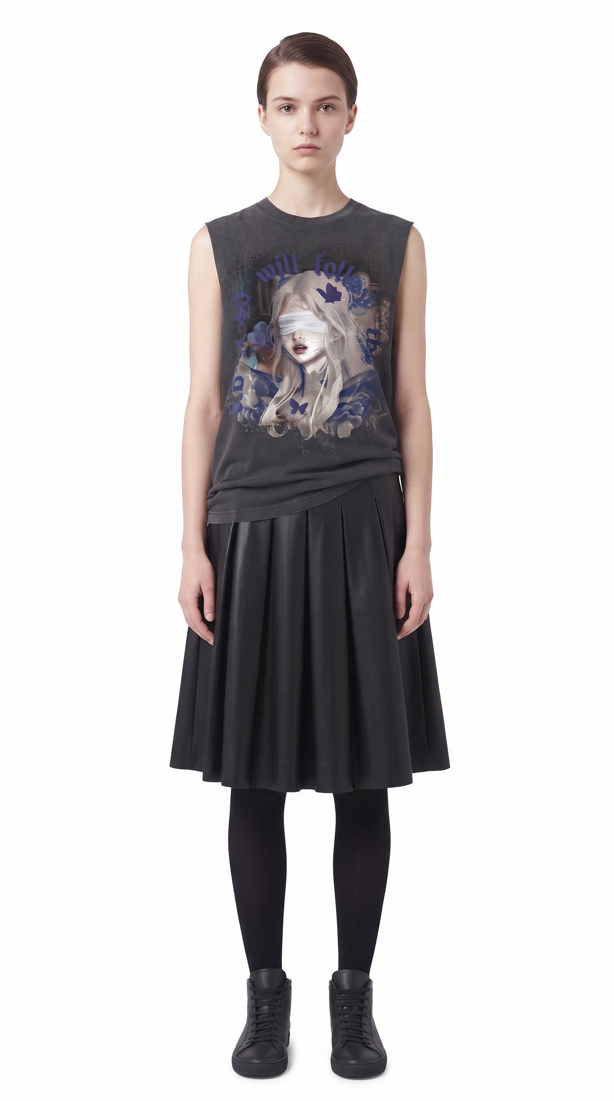 Girl print oversized sleeveless T-shirt  OR0003