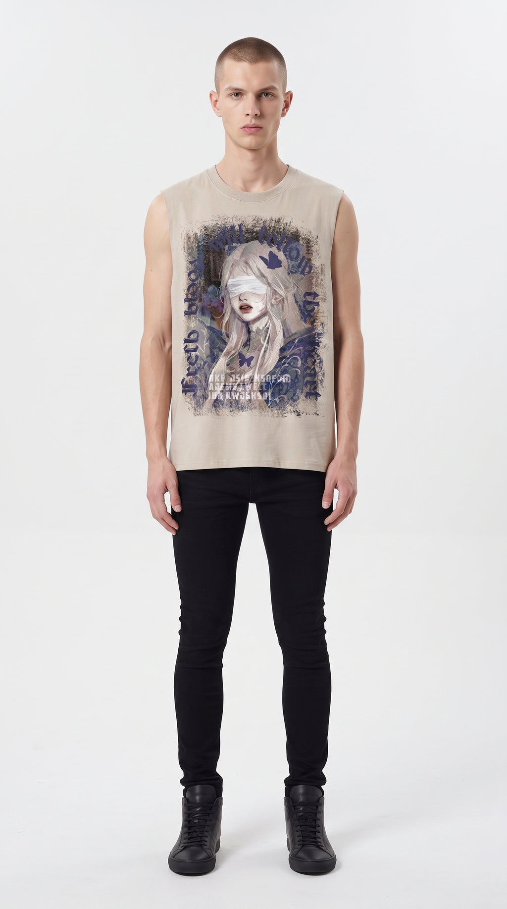 Girl print oversized sleeveless T-shirt  OR0003