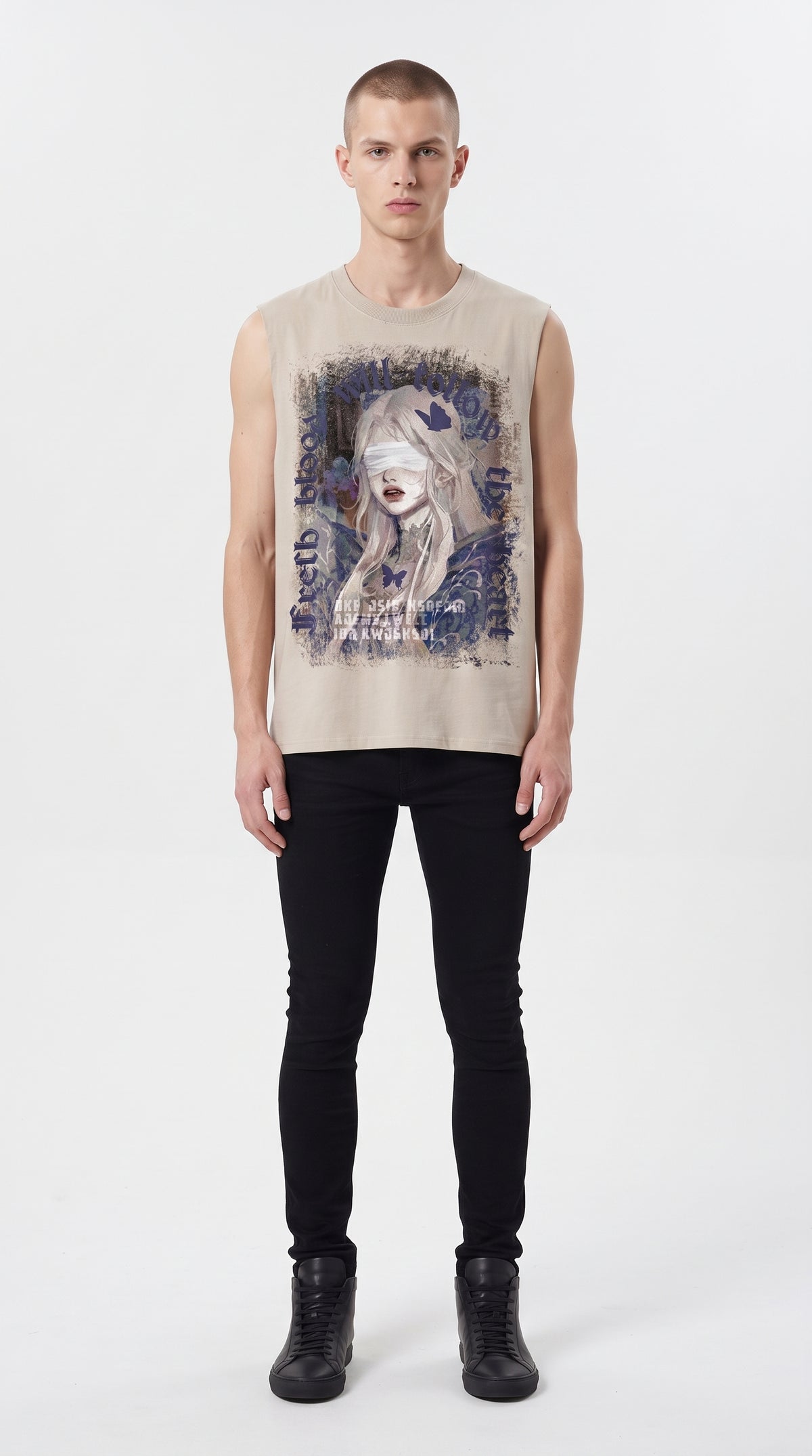 Girl print oversized sleeveless T-shirt  OR0003