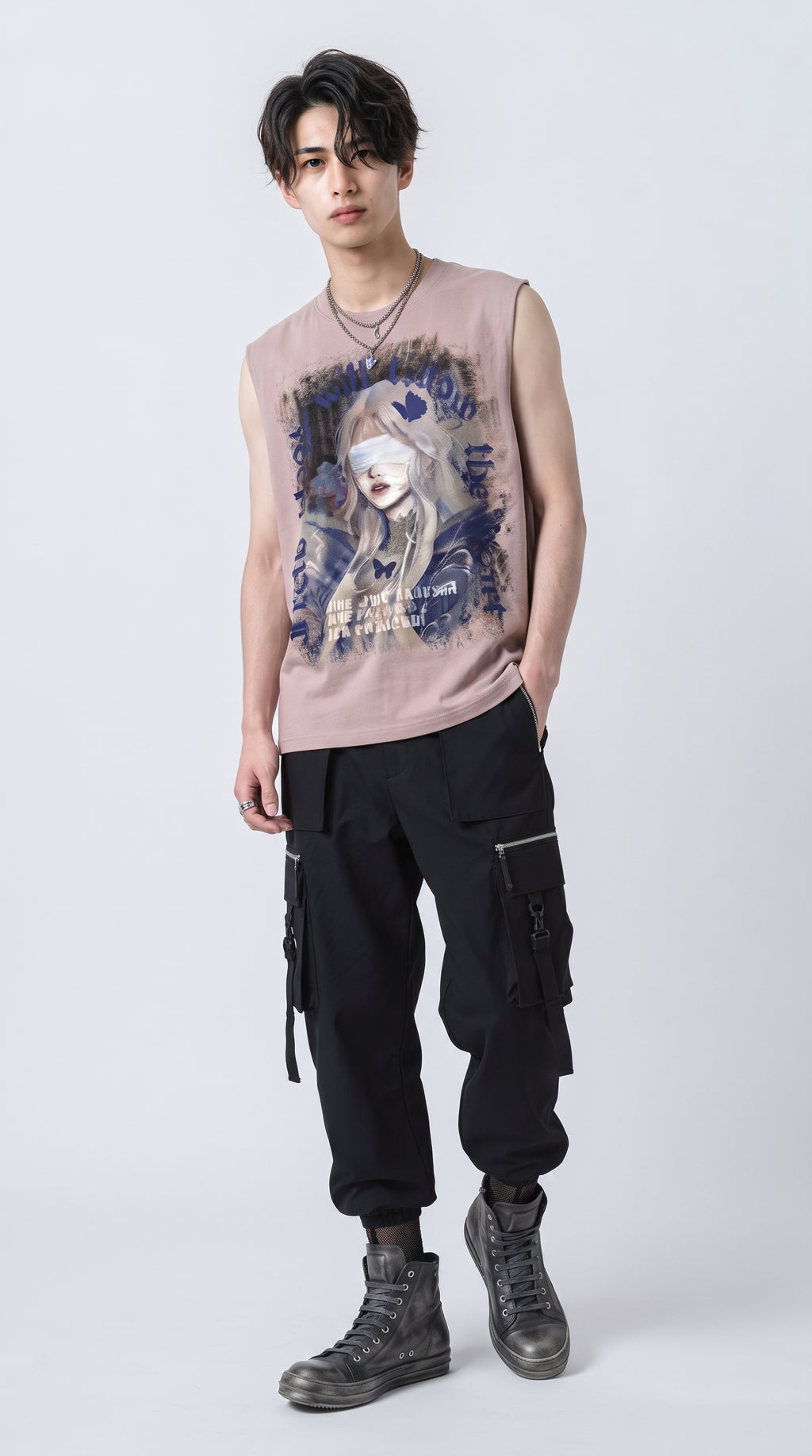 Girl print oversized sleeveless T-shirt  OR0003