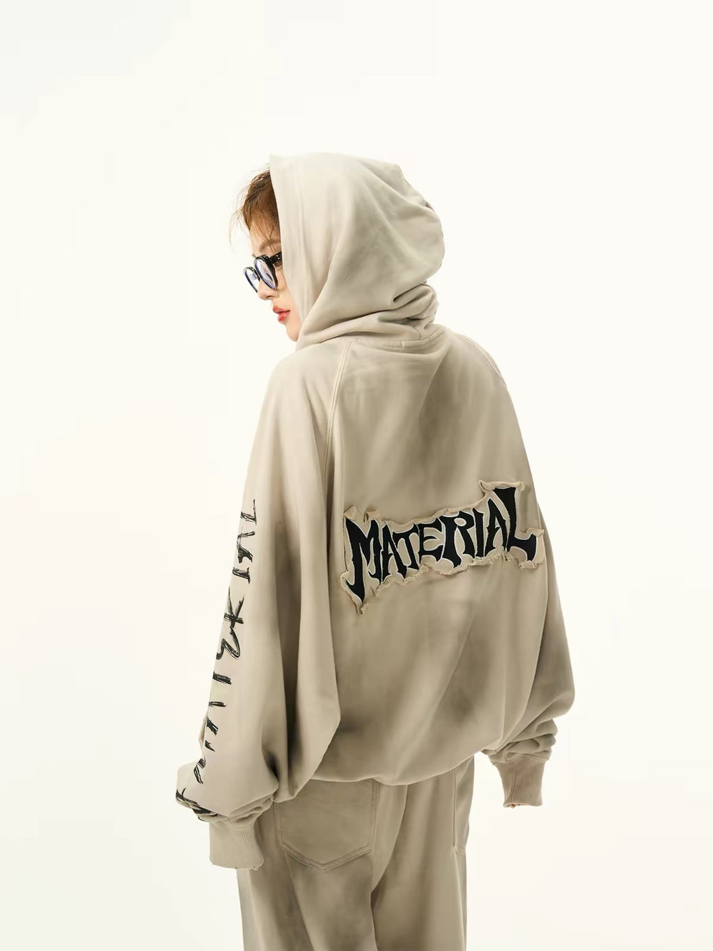 Acid wash design subculture initial full zip hoodie  OR0008