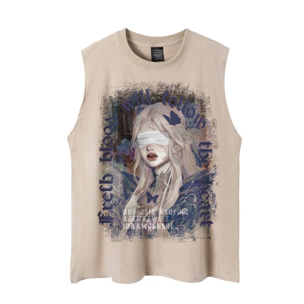 Girl print oversized sleeveless T-shirt  OR0003