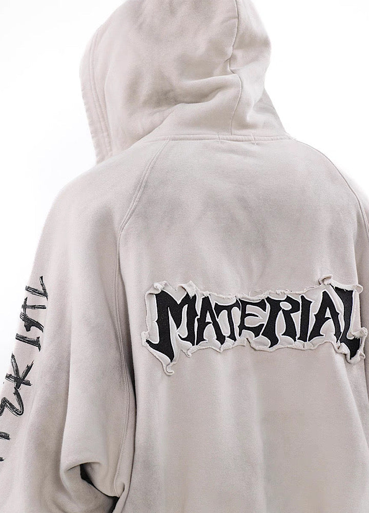 Acid wash design subculture initial full zip hoodie  OR0008