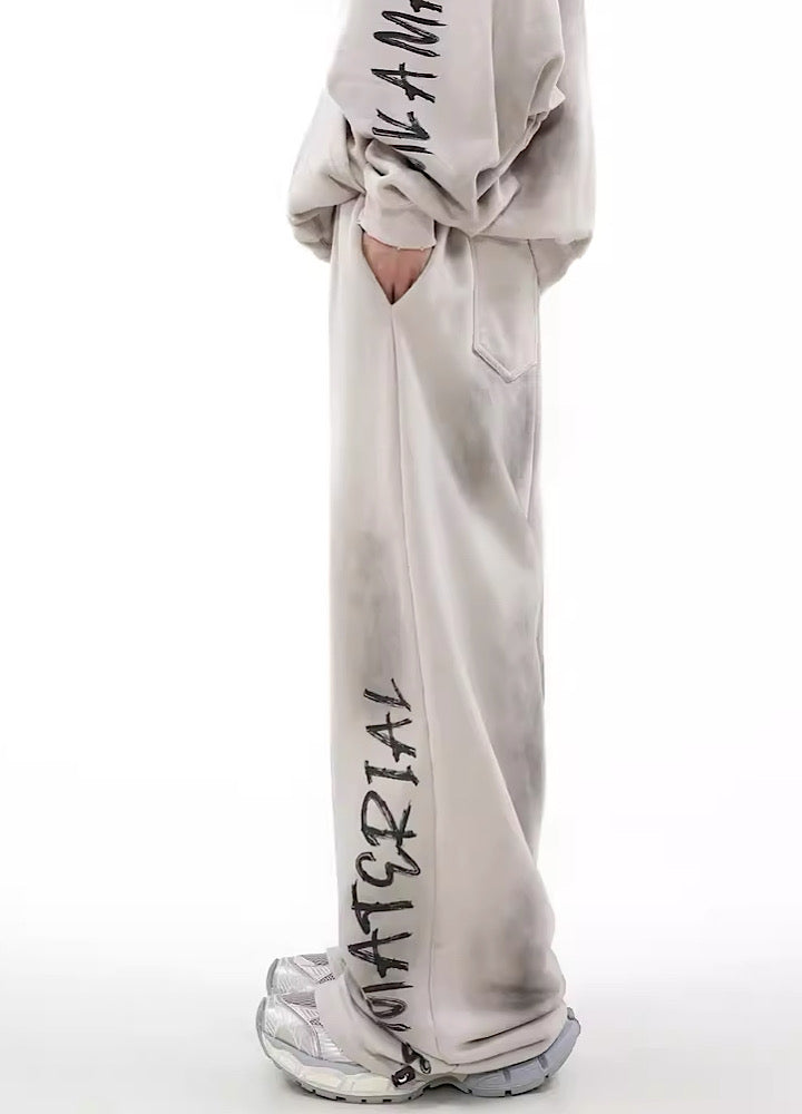 Acid wash design subculture initial pants  OR0009