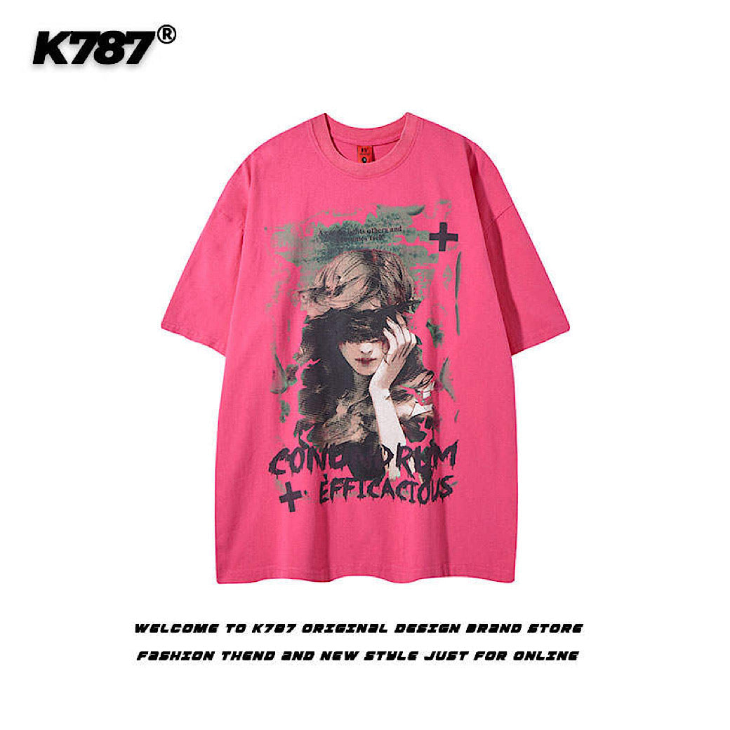 Subculture Dark Illustration Design Over-Anted Short Sleeve T-Shirt  OR0010
