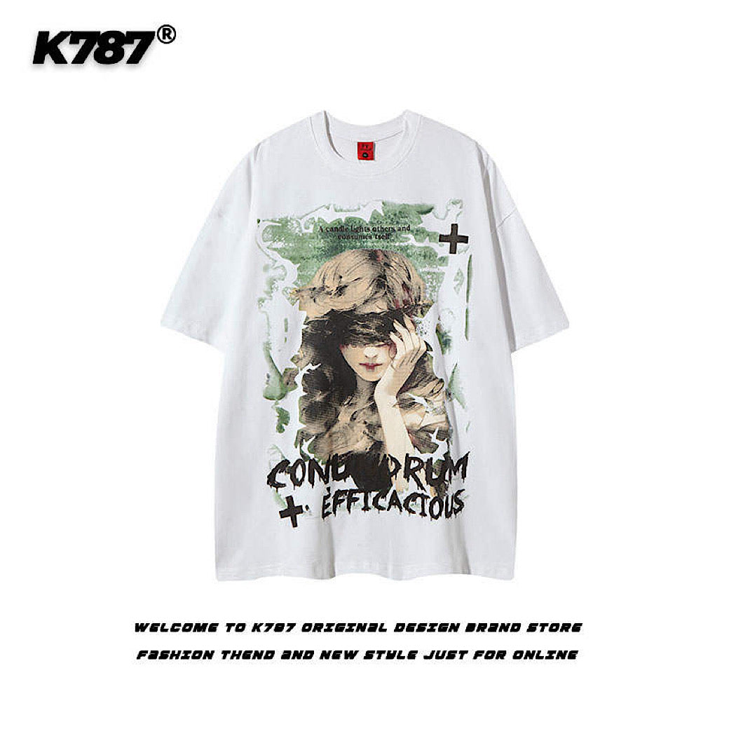 Subculture Dark Illustration Design Over-Anted Short Sleeve T-Shirt  OR0010