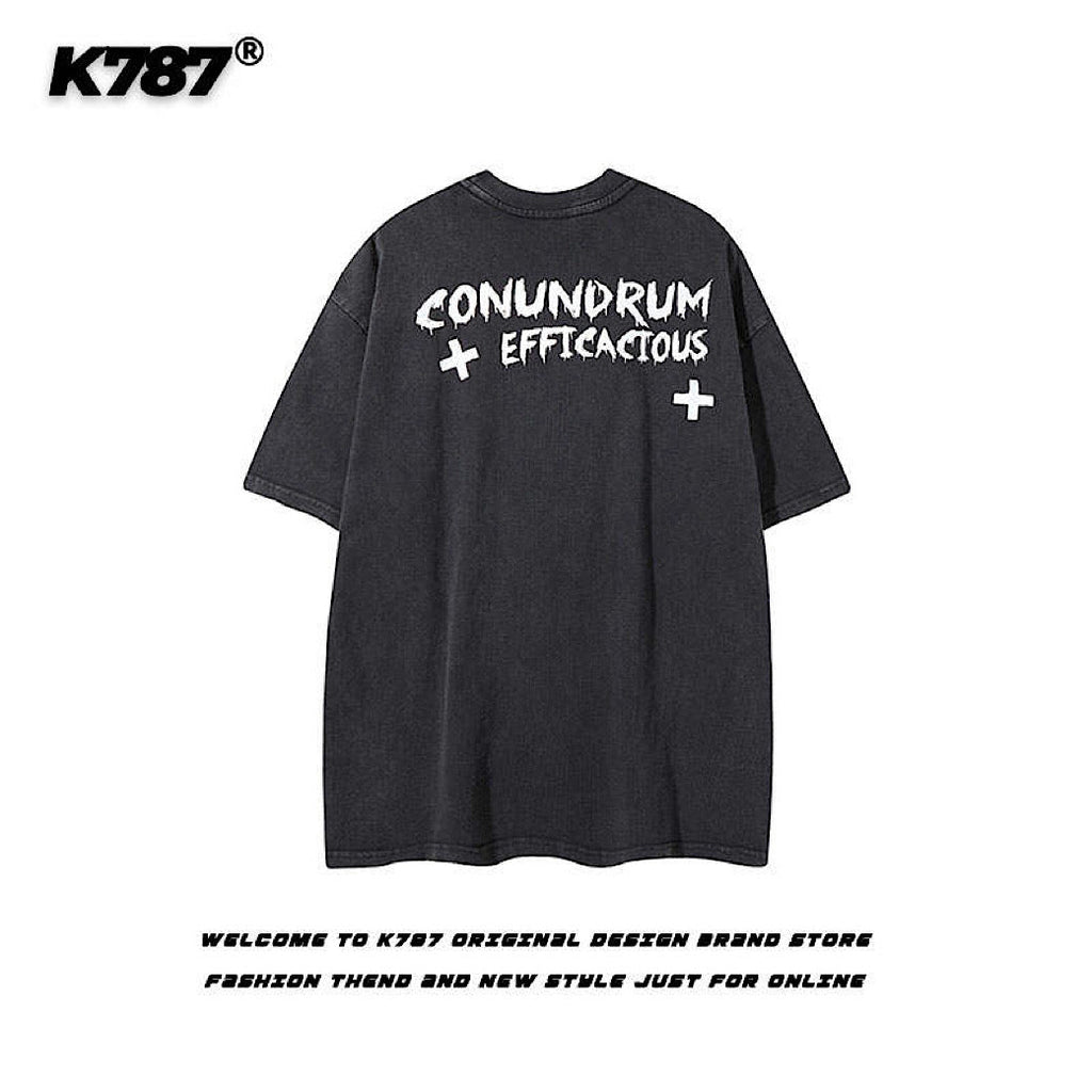 Subculture Dark Illustration Design Over-Anted Short Sleeve T-Shirt  OR0010