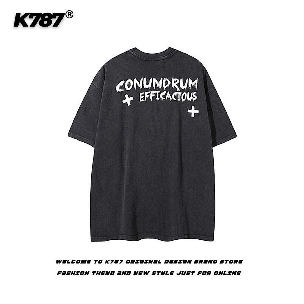 Subculture Dark Illustration Design Over-Anted Short Sleeve T-Shirt  OR0010