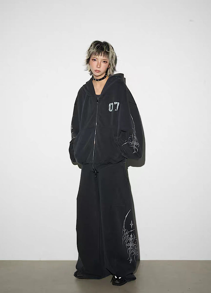 Dirty Number Flame Design Washed Sweat Setup  OR0013