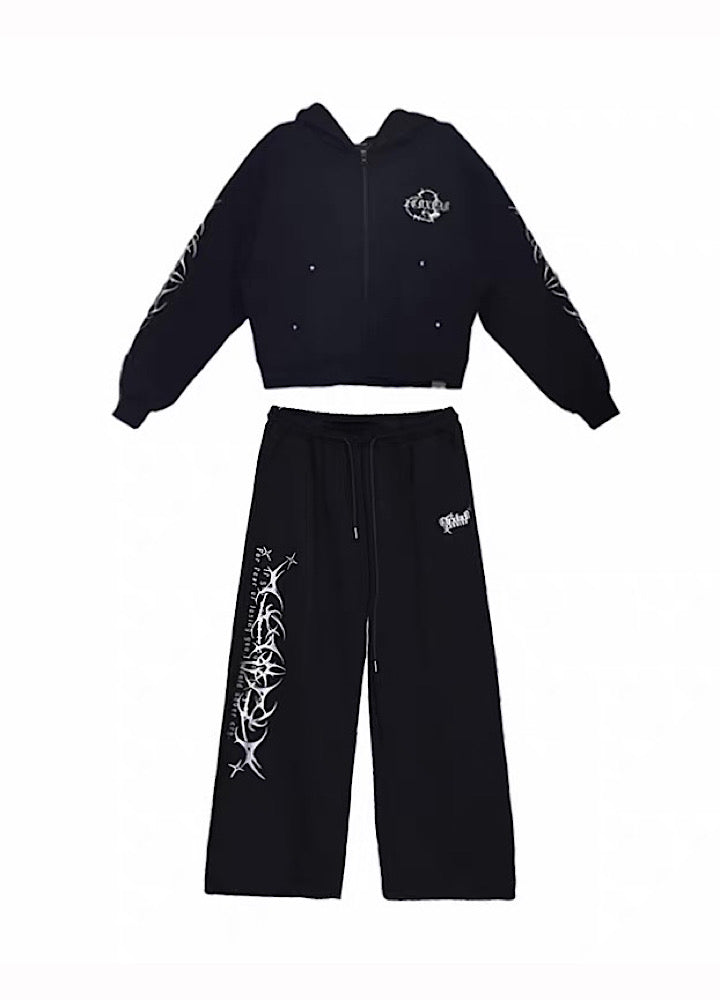 Dark Side Graphic Design Monotone Streetwear Set-up  OR0019