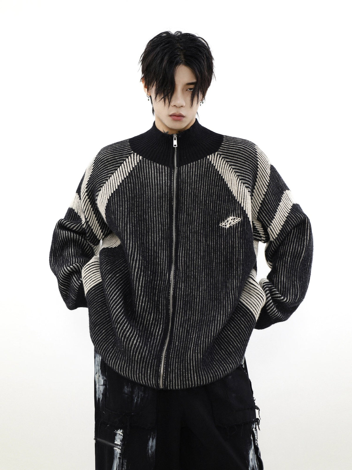 Collision Stripes Zip Knit  OR0031