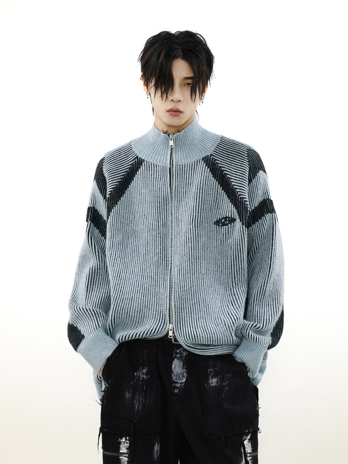 Collision Stripes Zip Knit  OR0031