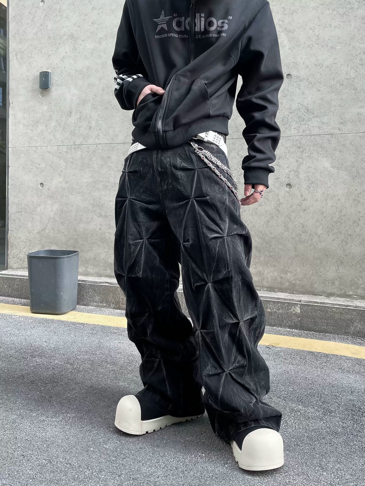 Niche Pleated Design Denim Pants  OR0036