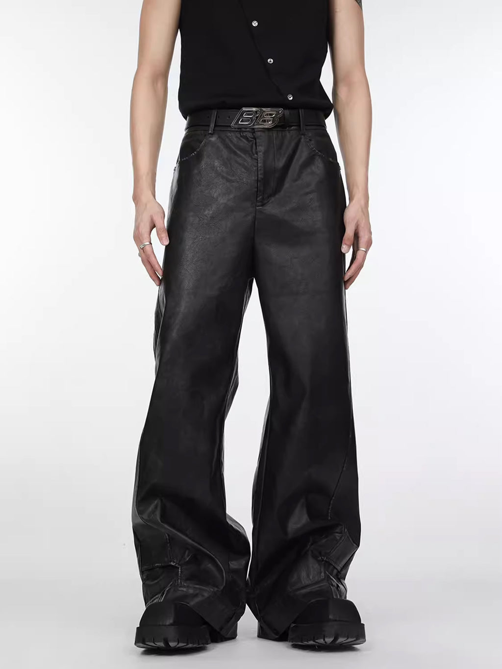 Demolition Leather Wide Pants  OR0045