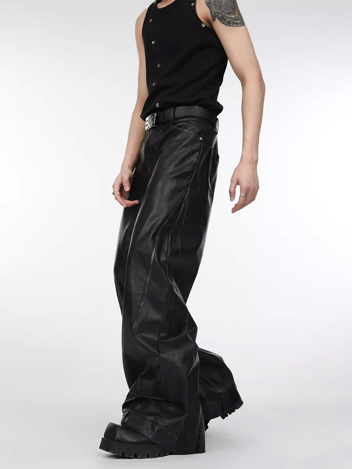Demolition Leather Wide Pants  OR0045