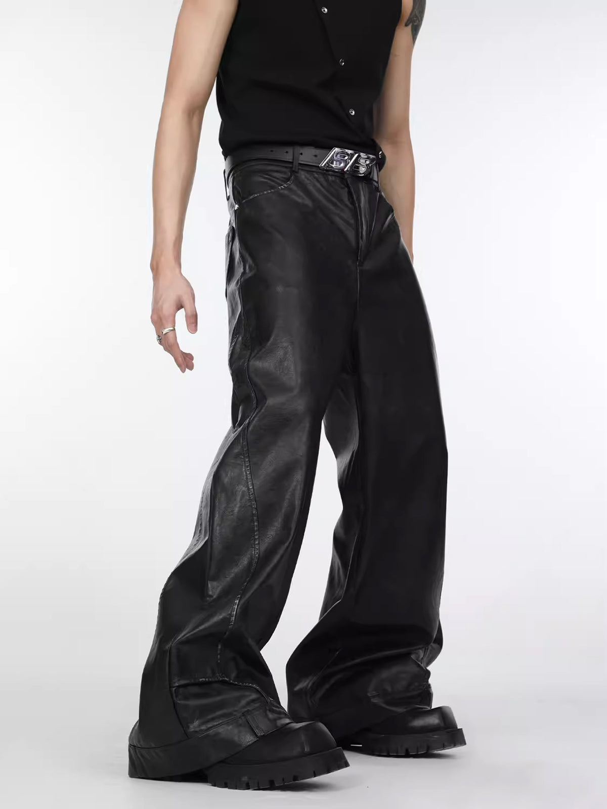 Demolition Leather Wide Pants  OR0045