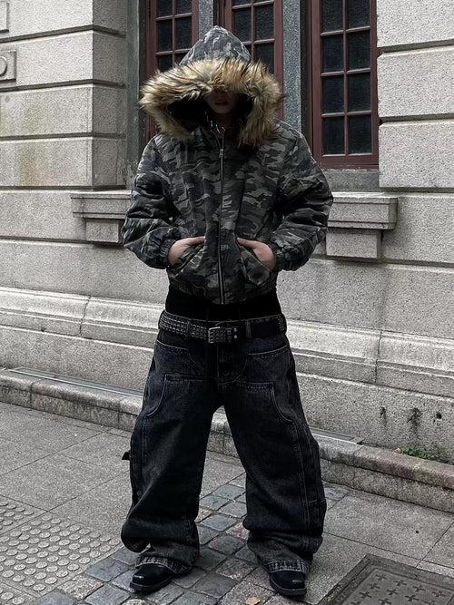 Camo Zip Fur Jacket  OR0057