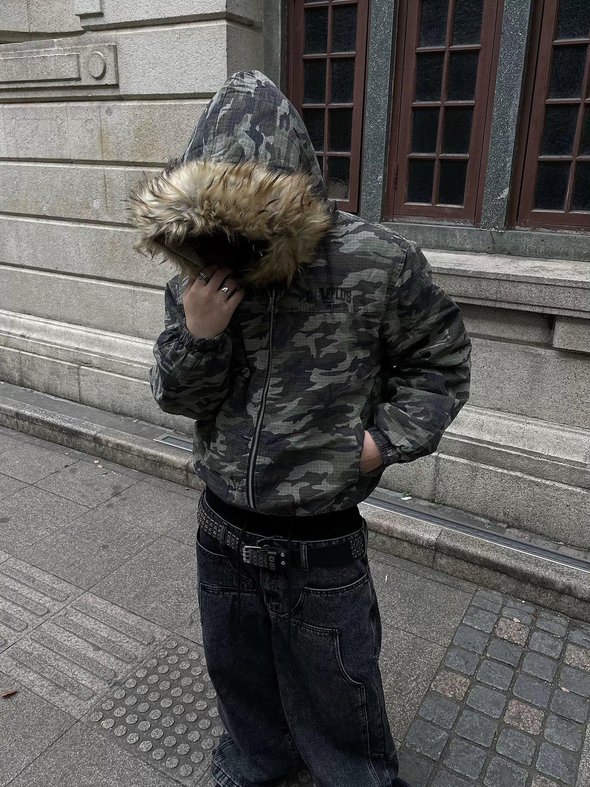 Camo Zip Fur Jacket  OR0057