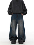 Washed Blue Damaged Denim Pants  OR0066