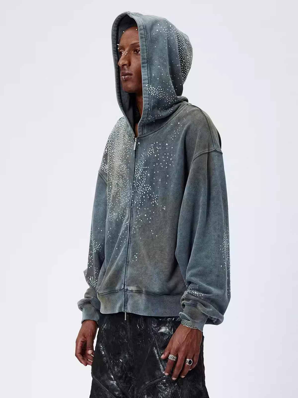 Rhinestone Zip Hoodie  OR0067