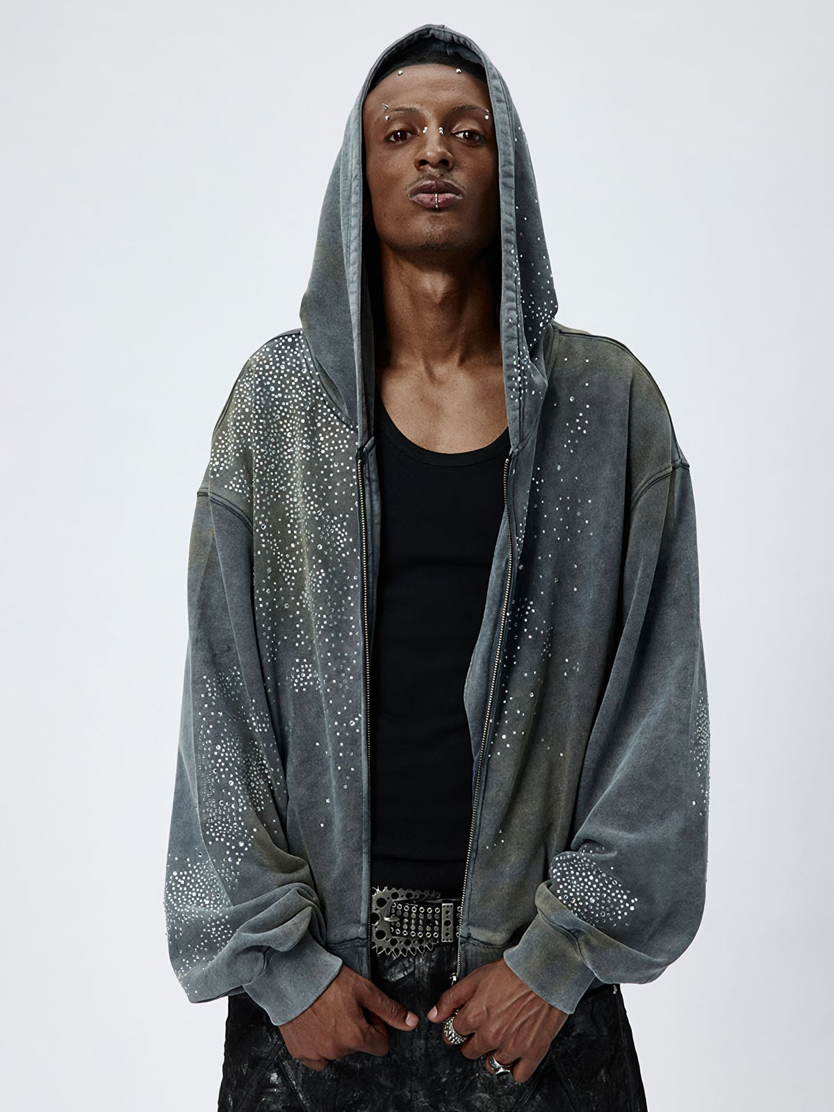 Rhinestone Zip Hoodie  OR0067
