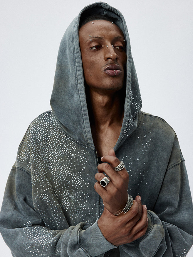 Rhinestone Zip Hoodie  OR0067