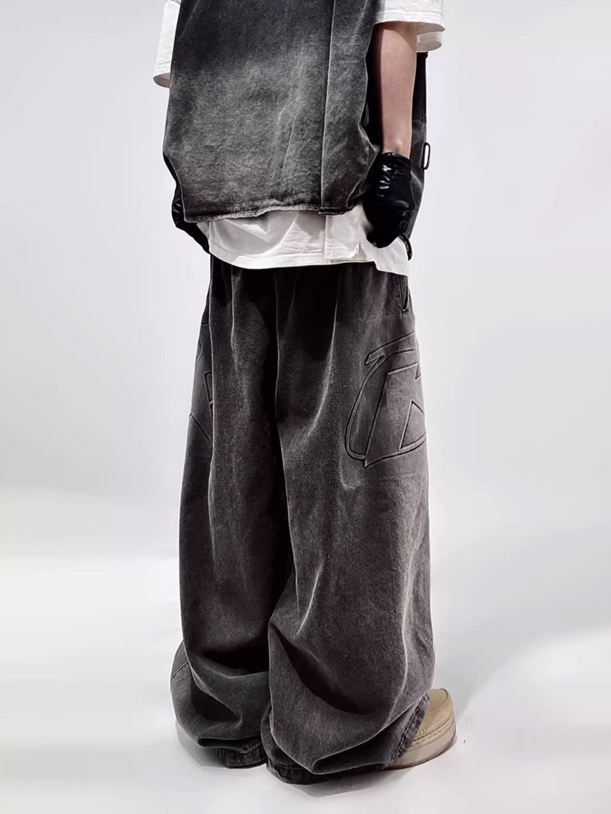 Wide Logo Denim Pants  OR0073