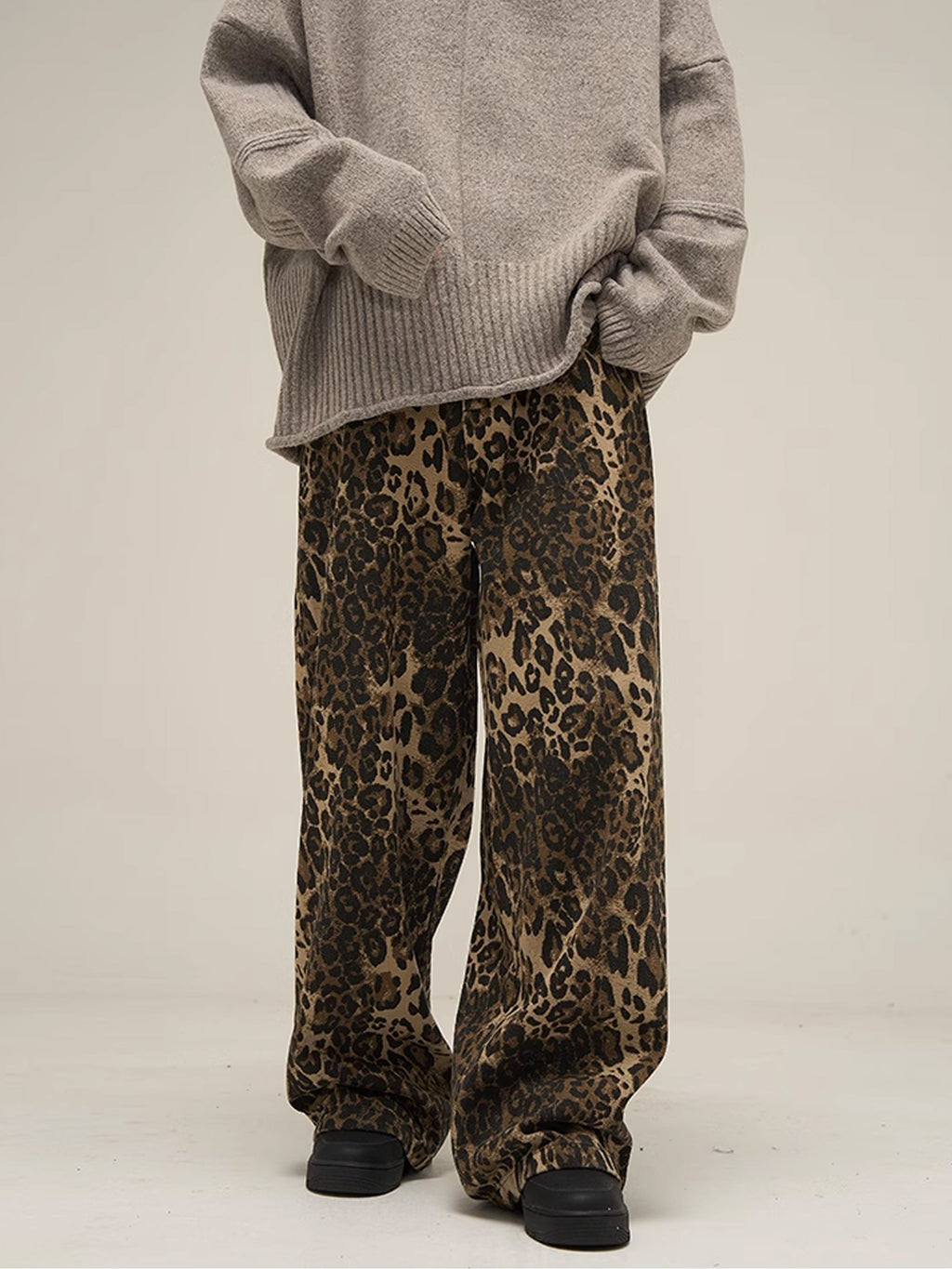 Leopard Wide Denim Pants  OR0083