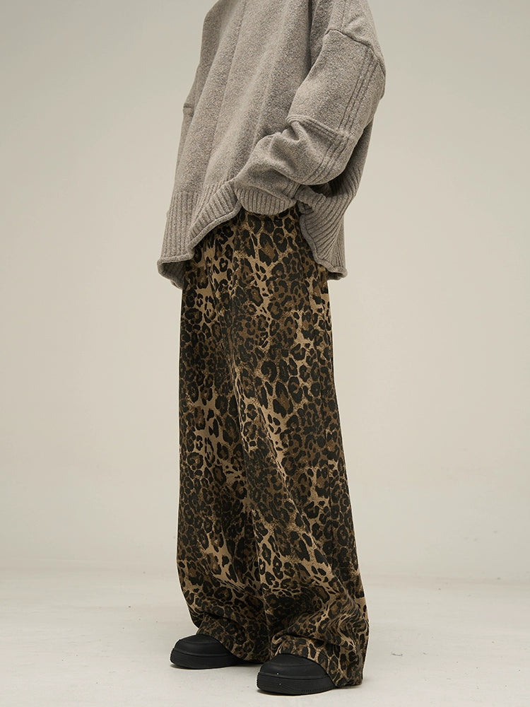 Leopard Wide Denim Pants  OR0083