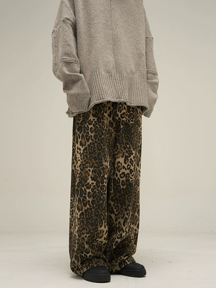 Leopard Wide Denim Pants  OR0083