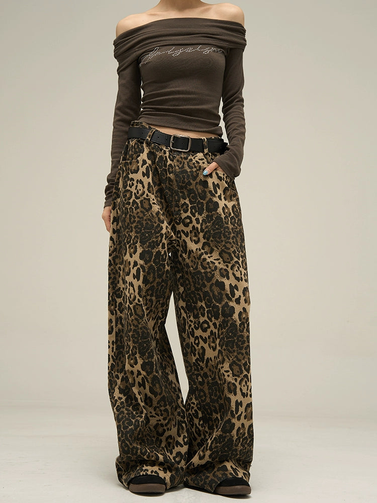 Leopard Wide Denim Pants  OR0083