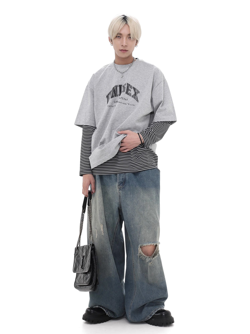 Elastic Waist Hole Jeans  OR0099