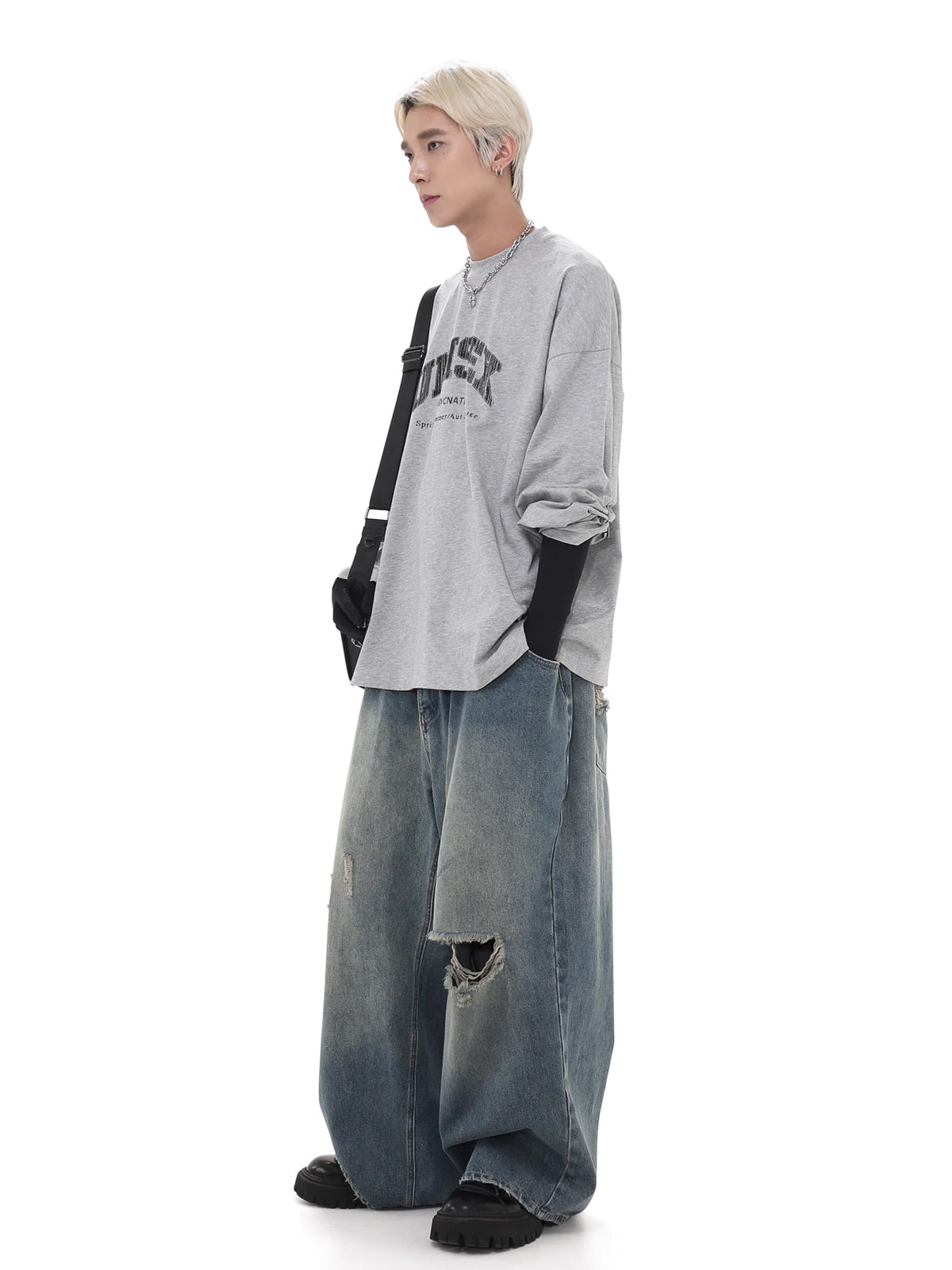 Elastic Waist Hole Jeans  OR0099