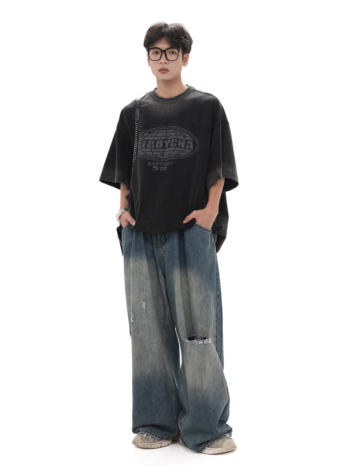 Elastic Waist Hole Jeans  OR0099