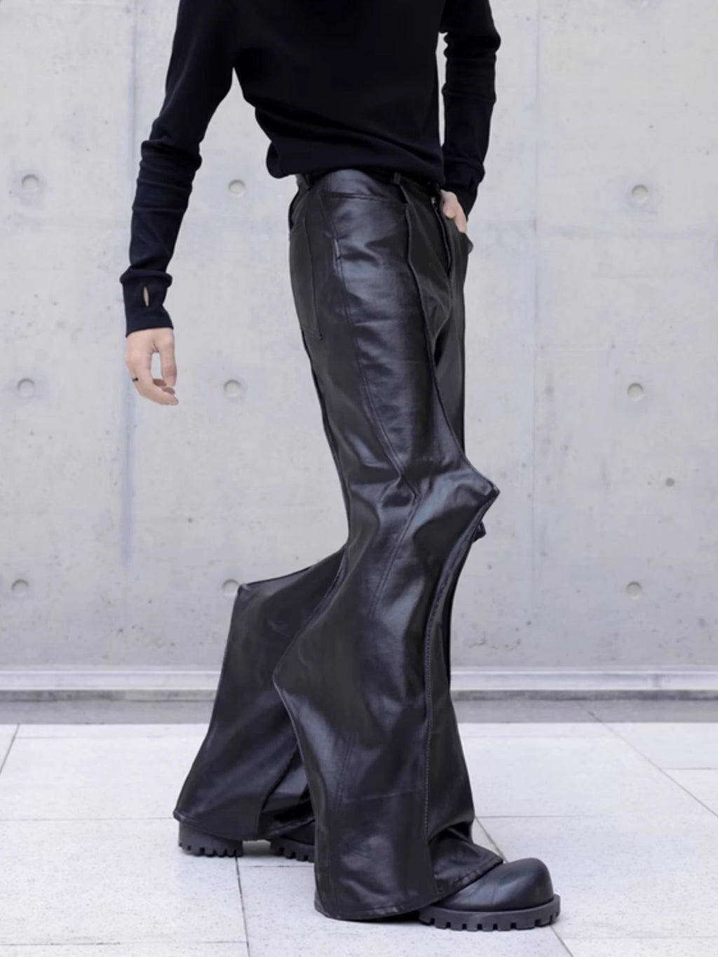 Draping Spike Leather Pants  OR0103