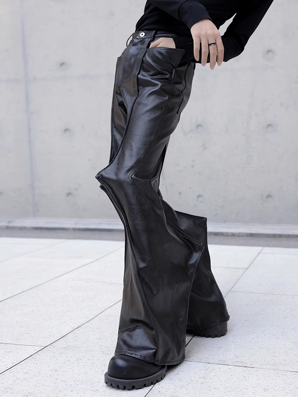 Draping Spike Leather Pants  OR0103