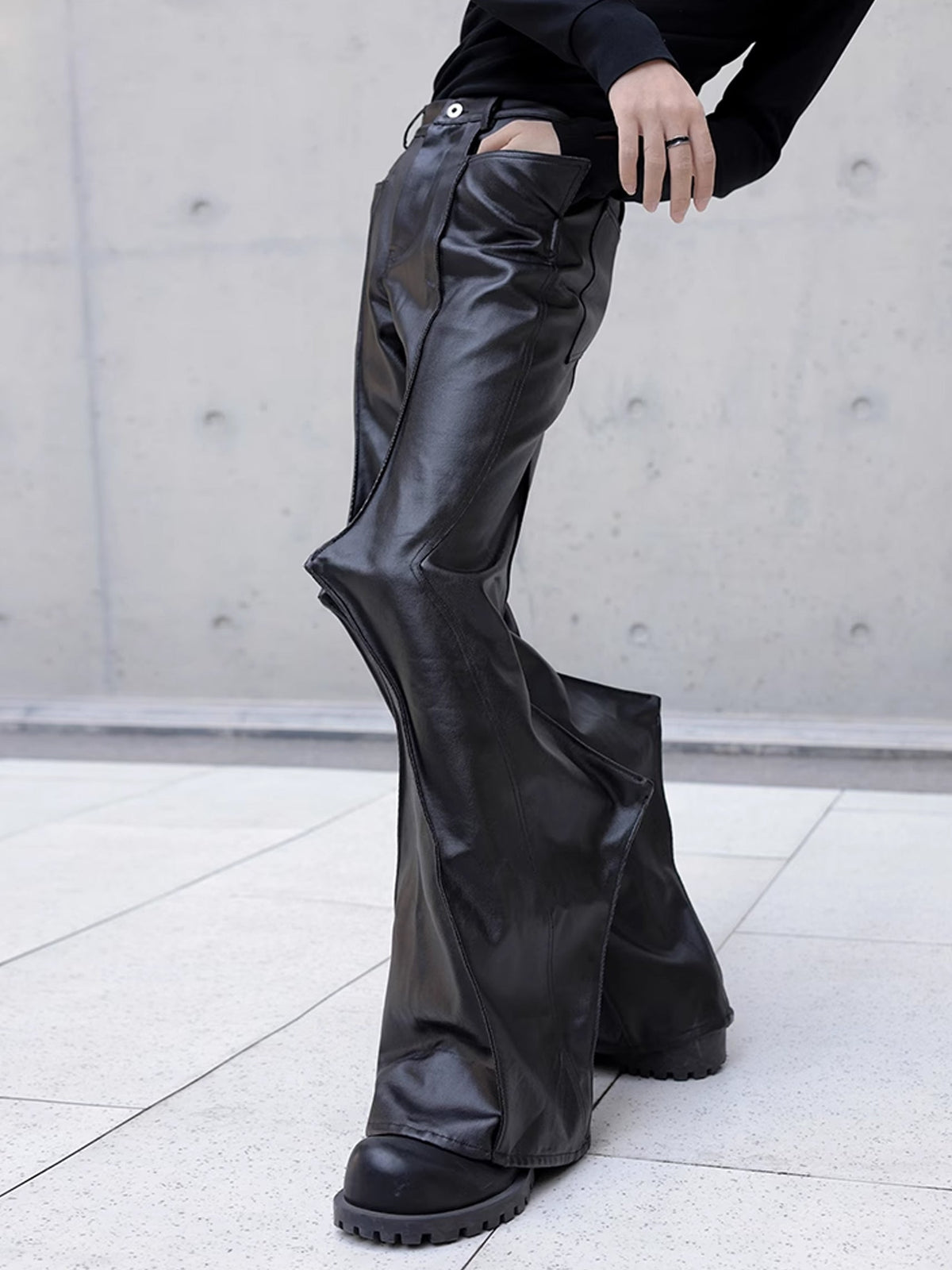 Draping Spike Leather Pants  OR0103