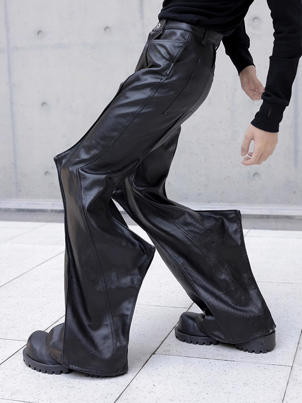 Draping Spike Leather Pants  OR0103