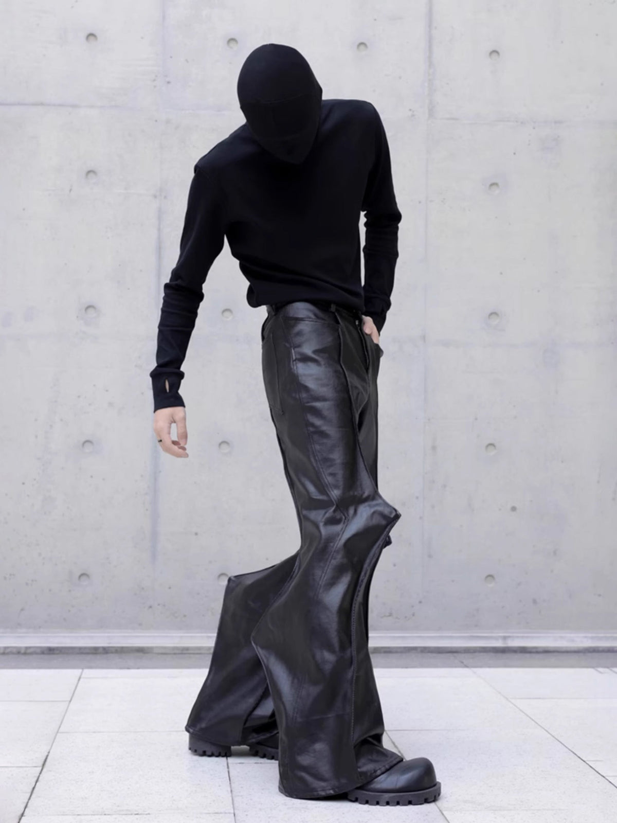 Draping Spike Leather Pants  OR0103