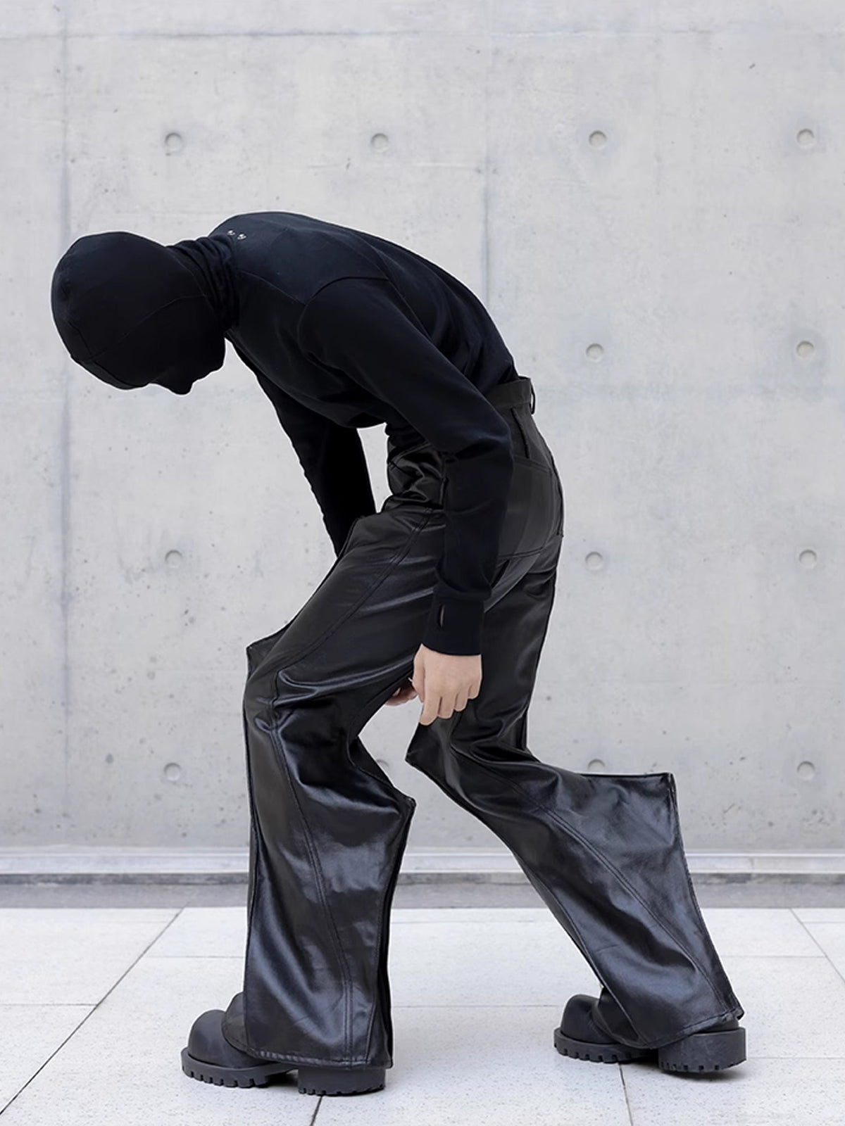 Draping Spike Leather Pants  OR0103