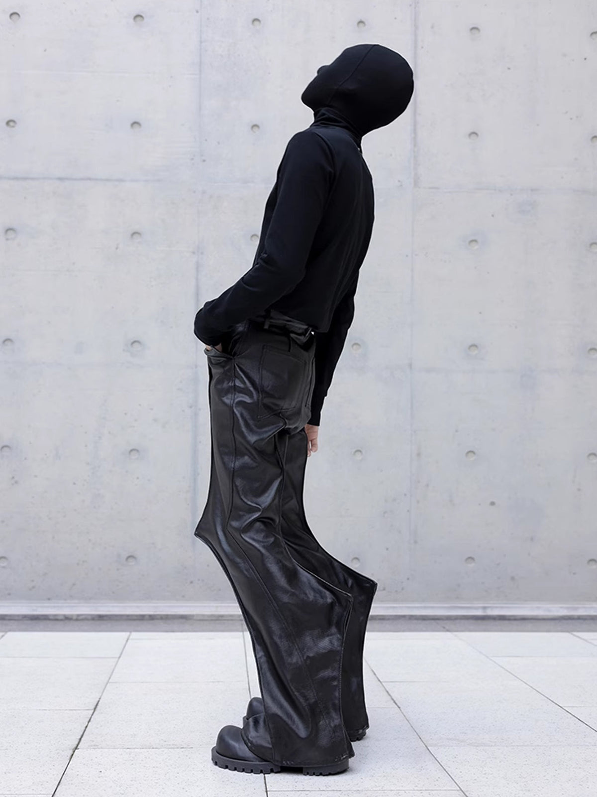 Draping Spike Leather Pants  OR0103