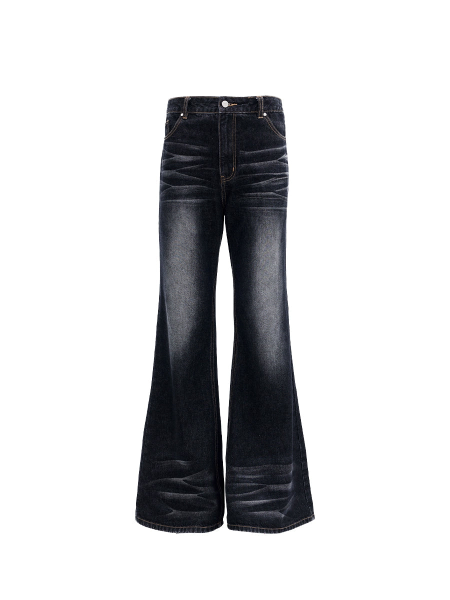Washed Black Flare Denim Pants  OR0106