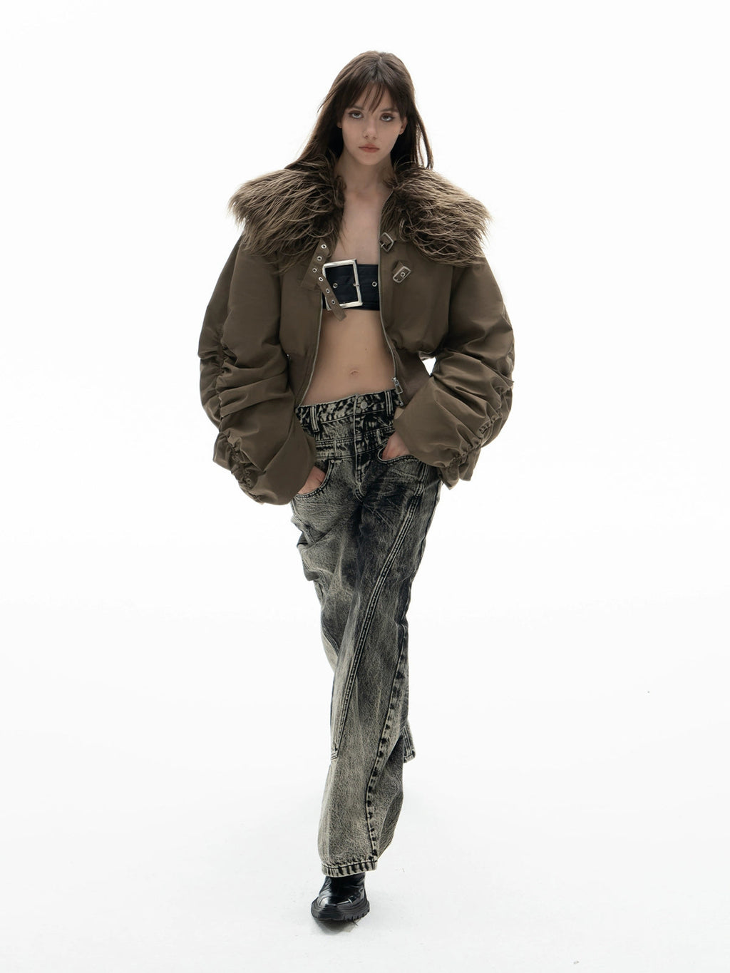 Fur Collar Bomber Jacket  OR0107