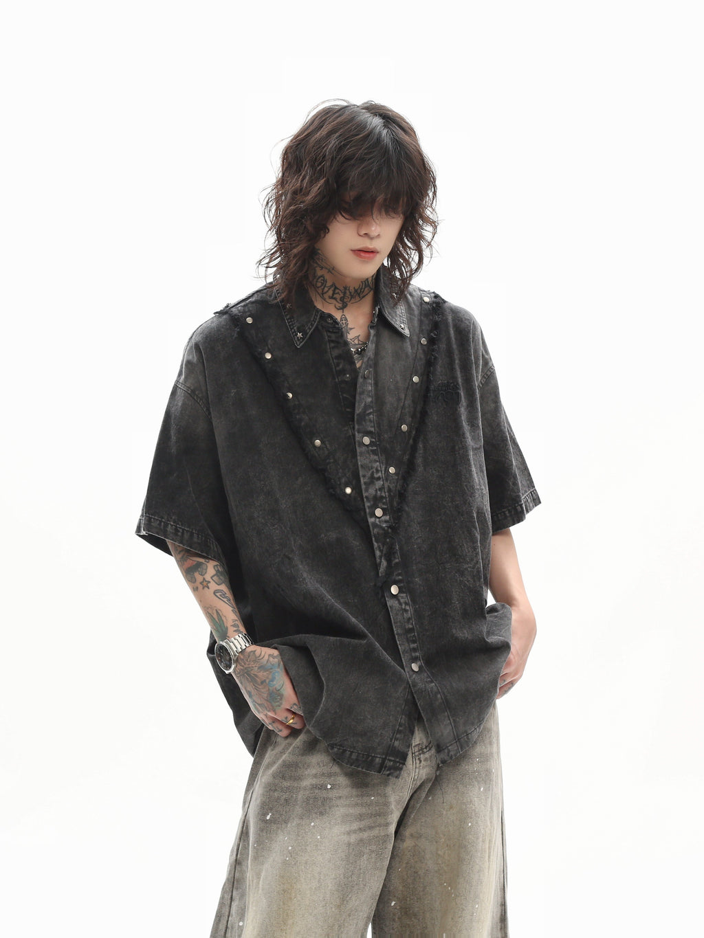 Studded Denim Shirt  OR0108