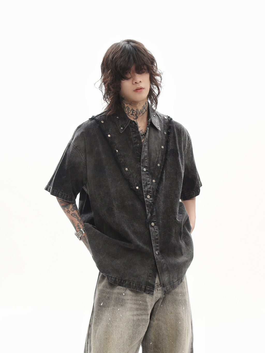 Studded Denim Shirt  OR0108