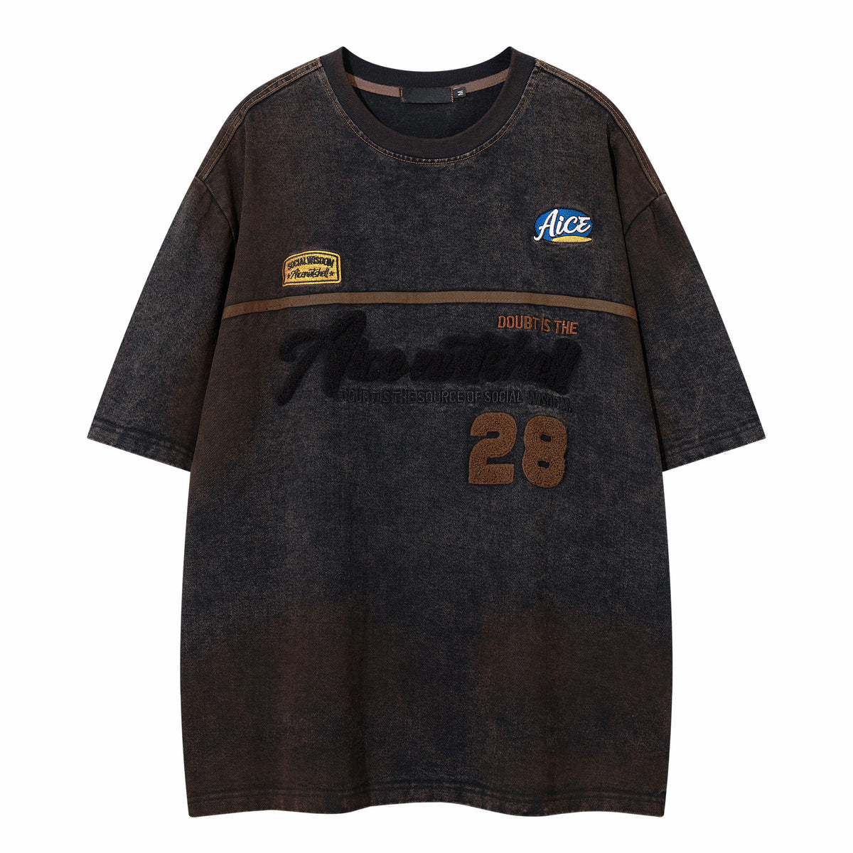 Embroidered Denim Tee  OR0109