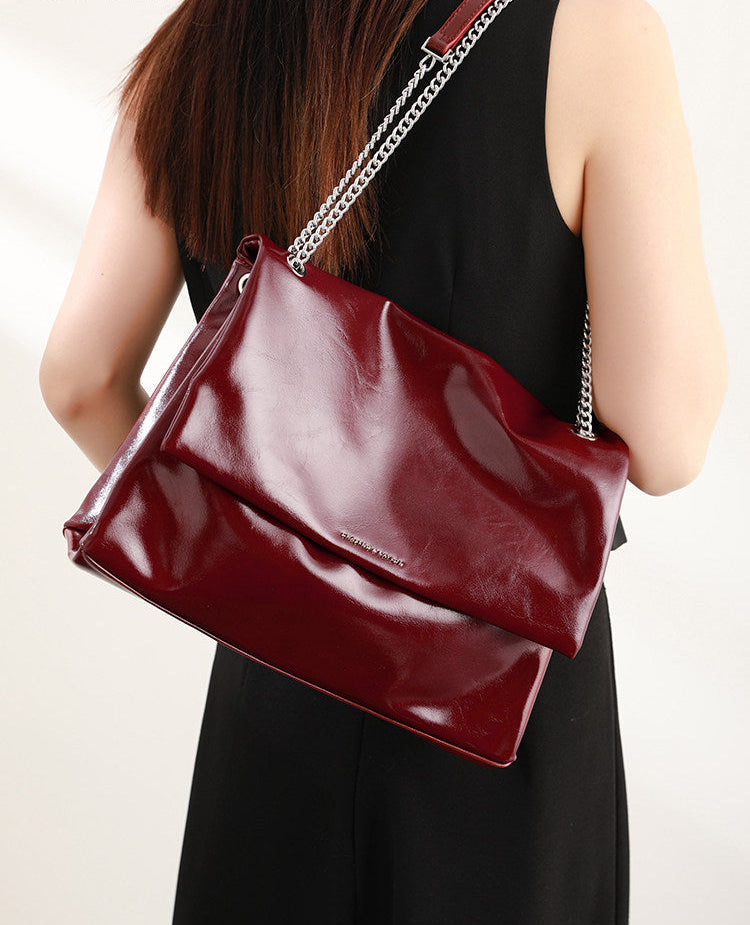 Luxury Split Leather Chain Tote Bag  OR0113