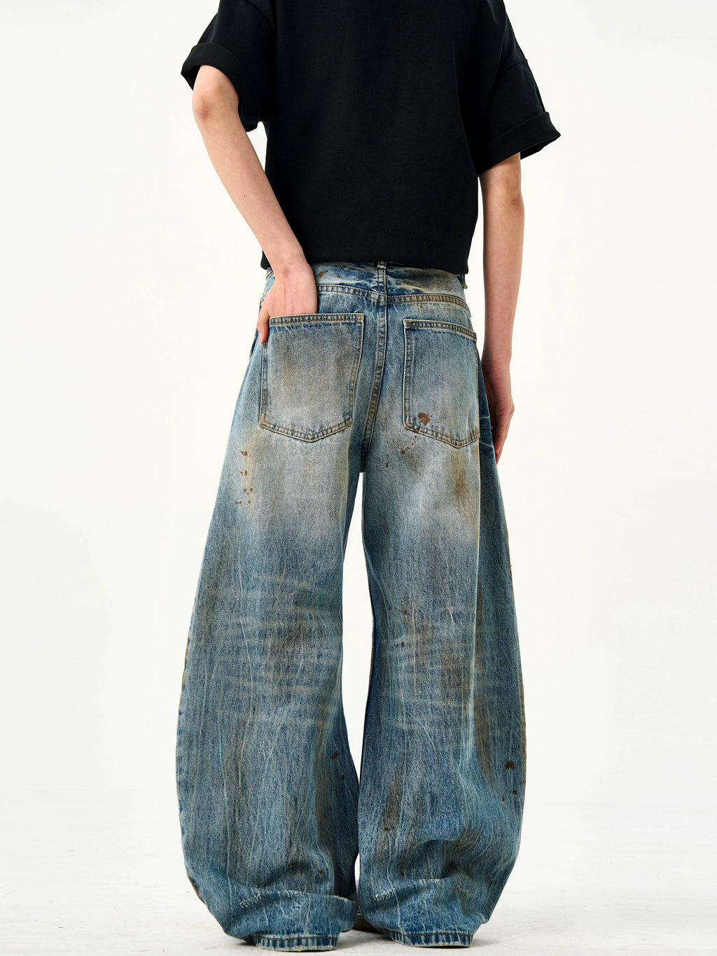 Dirty Dyed Hole Scimitar Ink Jeans  OR0117