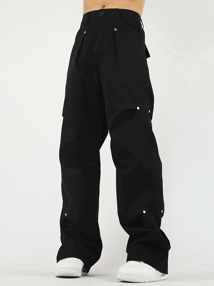Retro Rivet Pleated Overalls Pants  OR0118
